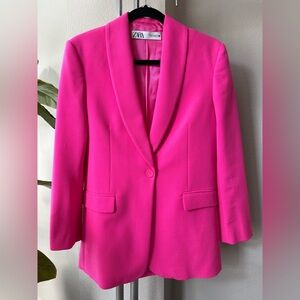 Zara Hot Pink Blazer Tailored Suit Jacket